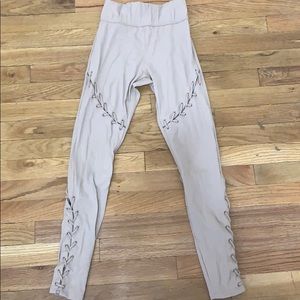 High waist Carbon38 Nude Lace Up Contour Leggings